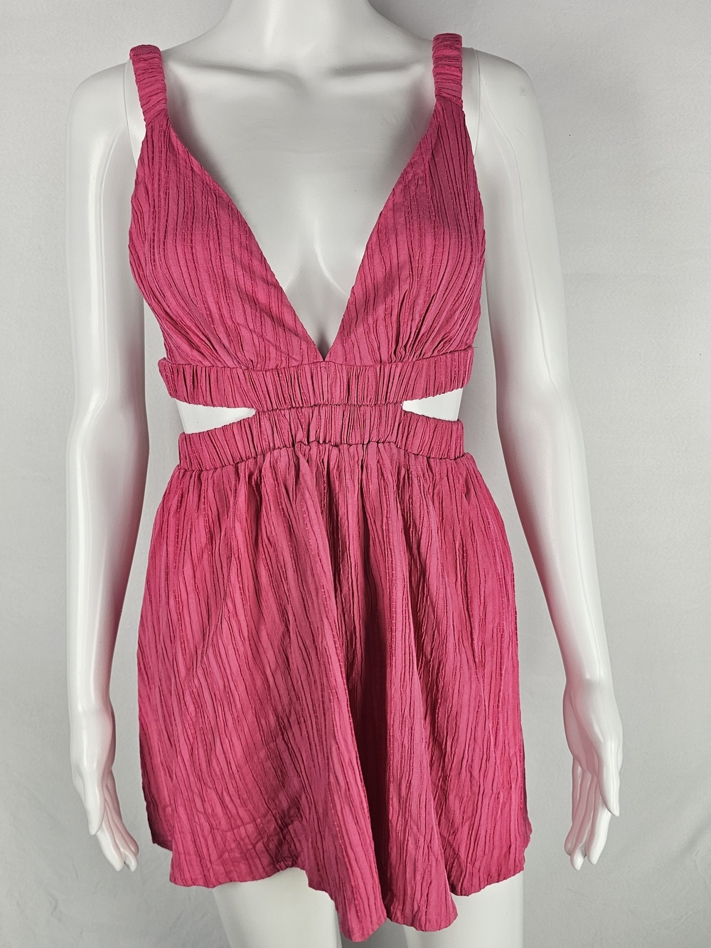 Hello Molly Hot Pink Crinkle Romper